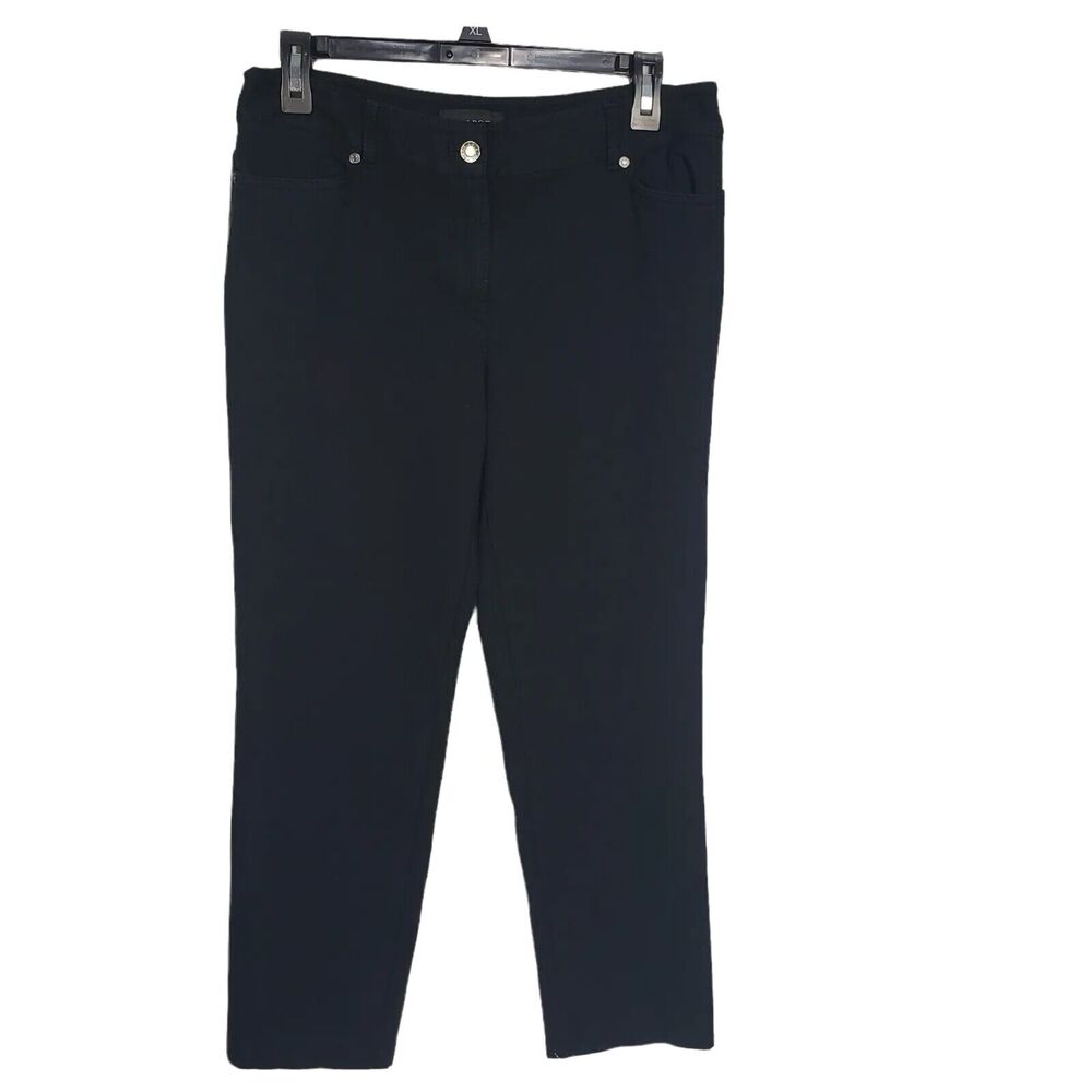 Talbots Womens Pant Sz 6 Black Cropped Mid Rise Stretch Knit Pockets Rayon Blend
